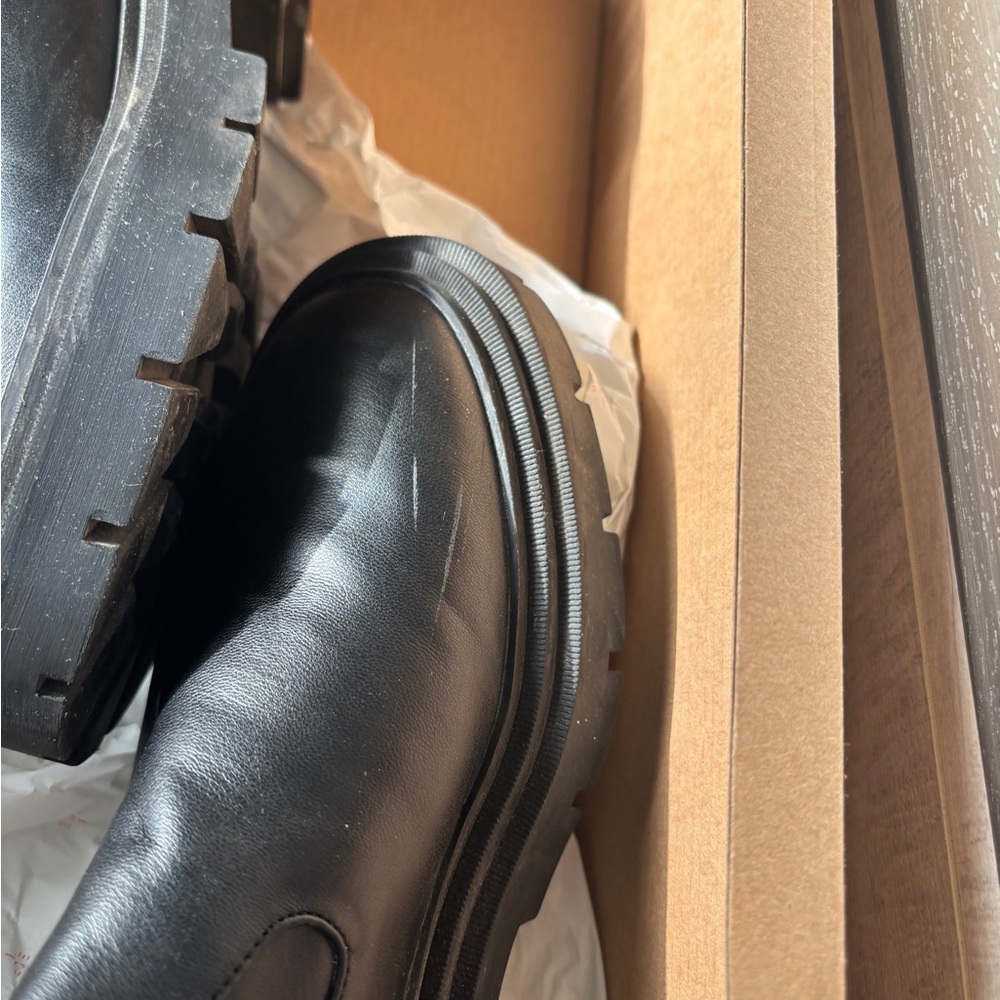 Zara Black Over-the-Knee Leather Boots - Picture 6 of 9